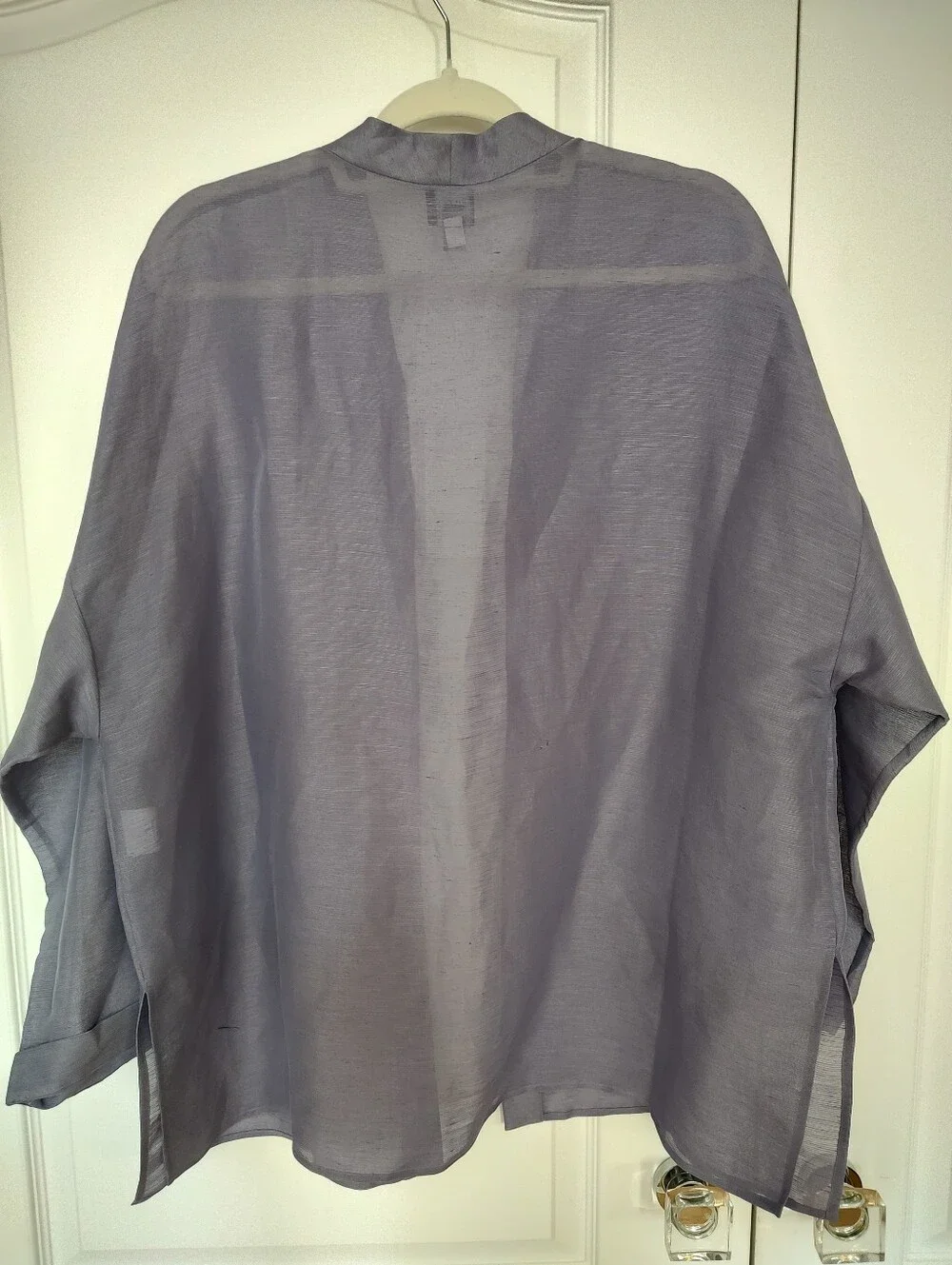 Eileen Fisher Sheer Lavender Kimono-Style Open Cardigan
